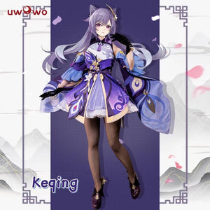 UWOWO Game Genshin Impact Keqing Cosplay Costume Ke Qing Keqing Outfit Yuheng Liyue Qixing Purple Costumes