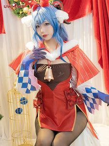 In Stock UWOWO Christmas Ganyu Cosplay Game Genshin Impact Fanart Cos Ganyu Costume Halloween Carnival Cosplay Outfits Role Play