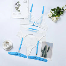 Load image into Gallery viewer, Women Transparent Bra Set Hot Erotic Sexy Costumes Solid Color Underwear Seamless Bra Thong Garters Sexy Lingerie Sets

