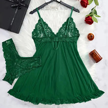 Load image into Gallery viewer, A Set Of Woman Underwear Nightgown Thong Sets Plus Size Suspender Lace Lingerie Sexy Accessories Erotic Bra Nightdress lencería
