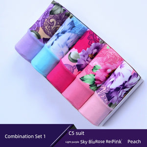 5Pack Women's Sexy Underwear -Lace Band Cotton Thong Panties