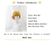 Load image into Gallery viewer, UWOWO Zenitsuu Cosplay Wig 25cm Short Yellow Orange Gradient Demonn Slaying Hair

