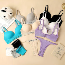 Load image into Gallery viewer, Sexy Seamless Tops Set High Waist Panties Women Wireless Underwear Suit Soft Padded Bras Set Backless Bralette Lingerie
