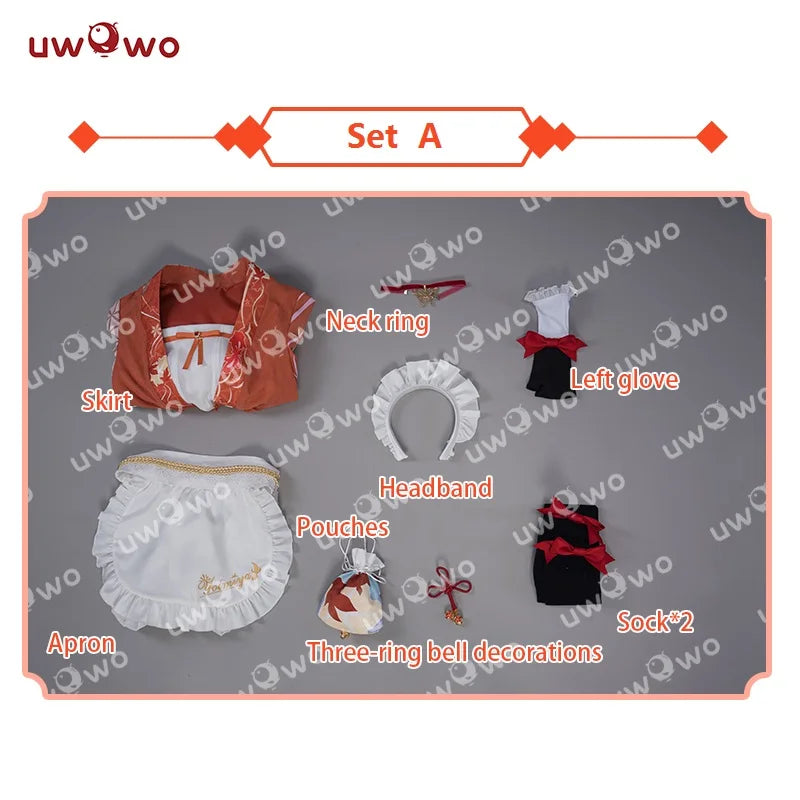 IN STOCK UWOWO Yoimiya Cosplay Maid Costume S-3XL Genshin Impact Fanart Cosplay Yoimiya Cosplay Yoimiya Maid Dress Halloween Cos