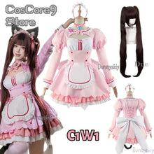 Load image into Gallery viewer, Game Chocola Nekopara Cosplay Costume Clothes Wig Vanilla Suit Cat Girl Maid Costume Lolita Women Skirt Lovable Pink Blue Color
