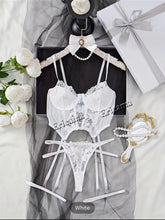 Load image into Gallery viewer, lSexy Lingerie Set 2-Pieces Fancy Underwear Sexy Women Uncensored Transparent Bra Garters Briefs Sets Bandage Sex Outfits
