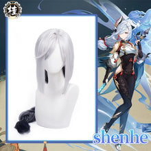 Load image into Gallery viewer, UWOWO Genshin Impact Shenhe Cosplay Wig 100CM Sliver-Grey Long Hair Game Liyue Cryo Shen He Character Halloween Wigs

