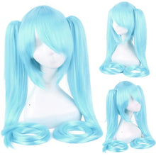 Load image into Gallery viewer, 120CM Long Synthetic Hair Clips 2 Ponytails Lolita Green Pink Heat Resistant Party Wigs Synthetic Hair Hatsune Miku Wig Cosplay

