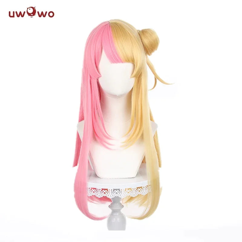 IN STOCK UWOWO Nijisanjien Kotoka Torahime Cosplay Wig Pink and Golden Long Hair Heat Resistant Halloween Cosplay Wigs
