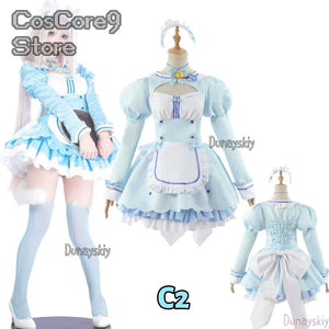 Game Chocola Nekopara Cosplay Costume Clothes Wig Vanilla Suit Cat Girl Maid Costume Lolita Women Skirt Lovable Pink Blue Color