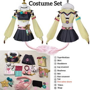 Genshin Impact Varesa Cosplay Costume Wig Skirt Headwear Tail Natlan Collective of Plenty Halloween Party for Women Girls