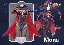 Load image into Gallery viewer, IN STOCK UWOWO Game Genshin Impact Mona Megistus Astral Reflection Cosplay Costume Enigmatic Astrologer Halloween Costume
