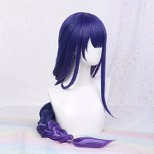 Load image into Gallery viewer, Game Impact Raiden Shogun Cosplay Wig Beelzebul Purple Long Heat Resistant Synthetic Hair Braided Baal Wigs
