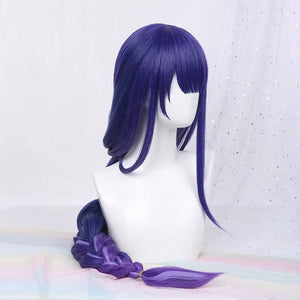 Game Impact Raiden Shogun Cosplay Wig Beelzebul Purple Long Heat Resistant Synthetic Hair Braided Baal Wigs