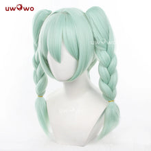 Load image into Gallery viewer, UWOWO V Singerr Mikku Cute Bunny Women Cosplay Wig With Ponytails Light Green Hair 45CM
