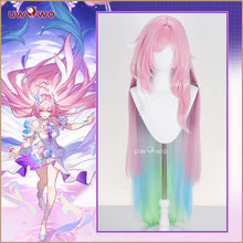 Load image into Gallery viewer, UWOWO Cyrene Wig Game Honkai Star Rail Cyrene Cosplay Wig Long Hair Pink and Blue and Green gradient Hair  Halloween Wig
