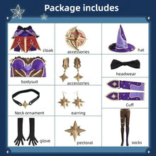 Load image into Gallery viewer, Anime Game Genshin Impact Mona Cosplay Kostum Women&#39;s Halloween Carnival Party Costume Wig Cosplay Uniform Sexy Dress
