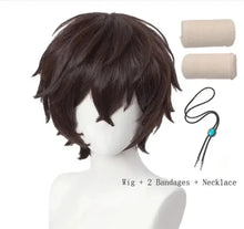 Load image into Gallery viewer, High Quality Dazai Osamu Cosplay Wig Anime Bungo Stray Dogs Cosplay Short Brown Heat Resistant Synthetic Hair Wigs
