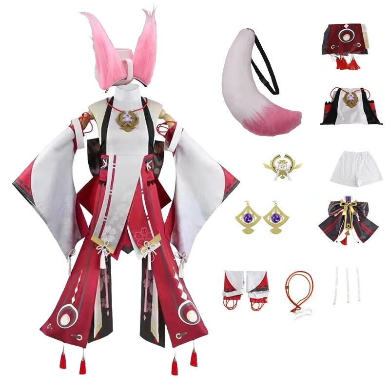 Cosplay Yae Miko Guuji Yae Costume Wig Tail Game Halloween Carnival Women Clothes Sets