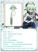 Load image into Gallery viewer, UWOWO Game Genshin Impact Cosplay Sucrose Cosplay Wig for Halloween Suit 85cm Green Highlights Gradient Long Hair Heat Resistant

