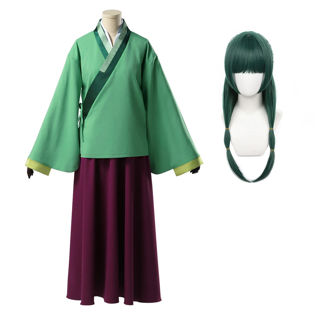 HOLOUN The Apothecary Anime Maomao Cosplay Costume Wig Elastic Skirt Green Top Rose Net Synthetic Fiber Cos Convention Gift