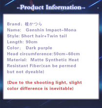 Load image into Gallery viewer, UWOWO Mona Megistus Cosplay Wig Game Genshin Impact Cosplay Astral Reflection 90cm Purple Twin Tail Wig Heat Resistant

