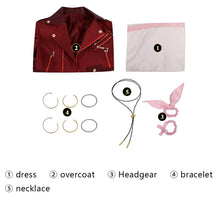 Load image into Gallery viewer, Game FF7 Adult Aerith Gainsborough Costume Cosplay Final Fantasy Remake Halloween Outfit Fancy Women Red Jacket Pink Dress
