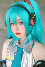 Load image into Gallery viewer, PU Leather Vocaloid Miku Cosplay Costume Anime Midi Dress Halloween Christmas Party Clothes For Girl
