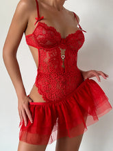 Load image into Gallery viewer, Lingerie Set Backless Women Sheer Floral Lace Strappy Bodysuits Erotic Fancy Sexy Underwear Sexy Flower Jumpsuits Exotic Apparel
