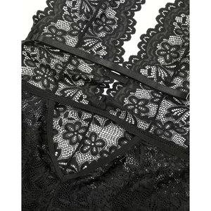 Hot Sell Crotchless Sexy Lingerie Women Lace Hollow Bodysuit Teddy Babydoll Dress Deep V Open Bra Erotic Underwear SET