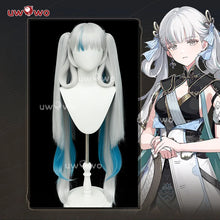 Load image into Gallery viewer, UWOWO Jinhsi Wig Game Wuthering Waves WuwWa Jinhsi  Cosplay Wig With Tonytail Long Hair Gray and Blue Hair
