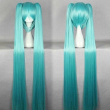 Load image into Gallery viewer, HAIRJOY Synthetic Hair Long Straight Green Cosplay Wig with 2 Clips in ponytails Vocaloid Hatsune Miku Costume Wig
