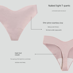 Seamless Underwear Women Thong Solid Sexy European and American Sports Fitness Plus size Invisible Low Waist Ice Silk T Pants Women