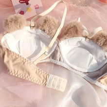 Load image into Gallery viewer, Cartoon Bear Students Plush Sexy Comfortable Wireless Bra &amp; Brief Sets Comfortable Lingerie Japanese Girls Winter Underwear
