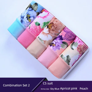 5Pack Women's Sexy Underwear -Lace Band Cotton Thong Panties
