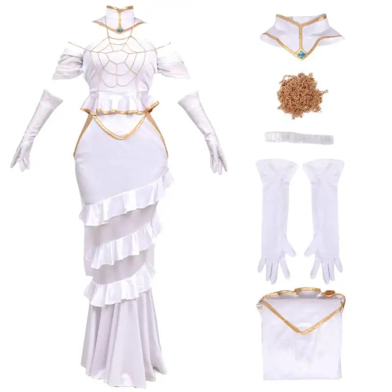 In Stock DAZCOS Anime Overlord Albedo Cosplay Costume Halloween Christmas Costume Cos Women White Dress Overlord Albedo Cosplay