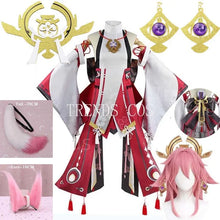 Load image into Gallery viewer, Yae Miko Full Set Guuji Yae Cosplay Costume Wig Earning Headwear Ears Tail for Comic Con
