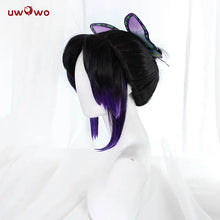 Load image into Gallery viewer, UWOWO Shinobuu Cosplay Wig 23cm Short Black Purple Gradient Hair
