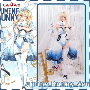 In Stock UWOWO Genshin Impact Traveler Lumine Cosplay Costume Douji Bunny Suit Canon Aether&Lumine Cos Outfit Halloween Costumes