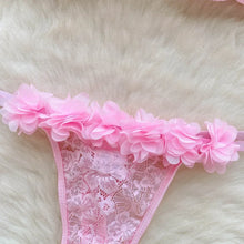 Load image into Gallery viewer, New Sensual Mesh Lace Lingerie Three Pieces Sets Women Floral Strap Mini Bra+Thongs Hollow Out Sexy Underwear Suits
