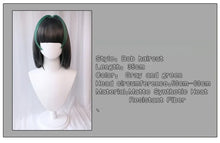 Load image into Gallery viewer, UWOWO Game Cheshire Cosplay Wig Bob haircut 35cm Gray And Green wigs Halloween Wig
