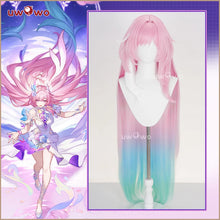 Load image into Gallery viewer, UWOWO Cyrene Wig Game Honkai Star Rail Cyrene Cosplay Wig Long Hair Pink and Blue and Green gradient Hair  Halloween Wig
