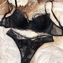 Load image into Gallery viewer, Sexy Lace Flowers Embroidery Bra Set Thin 3/4 Cup Push Up Lingerie For Women Summer Breathable Comfort Brassiere Underwear Sets
