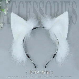 Cat Ear Headband Kawaii Fox Ear Lolita Cosplay Headwear Japanese Fluffy Hair Accessories Adjustable Ear Jk Role Play Headdress