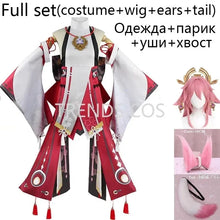 Load image into Gallery viewer, Yae Miko Full Set Guuji Yae Cosplay Costume Wig Earning Headwear Ears Tail for Comic Con
