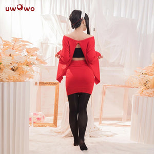 In Stock UWOWO Anime Yor Forger Cosplay Winter Sweater Yor Forger Dress Cosplay Outfit Halloween Costumes Casual Red Sweater