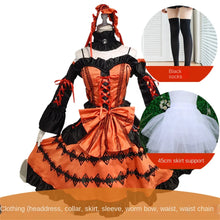 Load image into Gallery viewer, DATE A LIVE Tokisaki Kurumi Cosplay Costume Wig With Bangs Clip Ponytails Comic Con Nightmare Black Long Ponytials Wig Costumes
