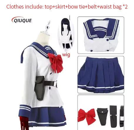 Anime High Rise Invasion Cosplay Costume Wigs Tenkuu Shinpan Yuri Honjo Wig Women Sailor Suit JK School Uniform