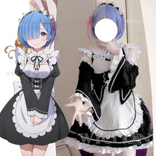 Load image into Gallery viewer, Anime Ram Rem Lolita Maid Cosplay Costumes Vestido Re:zero Kara Hajimeru Isekai Seikatsu Halloween Costumes for Women Loli Dress
