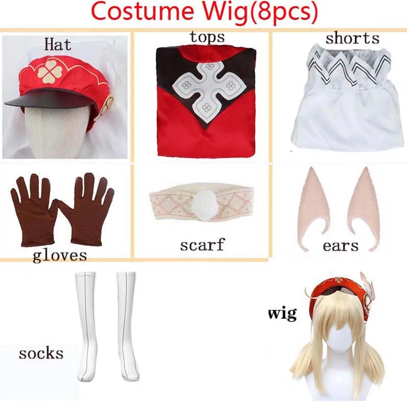 Klee Cosplay Costume Klee Outfits Dress Hat Wig Halloween Carnival Comic for Women Comic Con